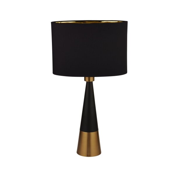 Tischleuchte E27 58,5 cm hoch in Schwarz Gold Kupfer