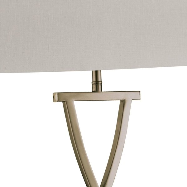 Tischleuchte Stoff Metall H: 48, 5 cm in Weiß Messing antik