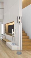 Stehlampe klein 144 cm Rauchglas Metall Grau Chrom...