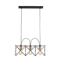 Hängelampe 3-flammig E27 in Schwarz Kupfer B: 55 cm