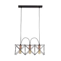 Hängelampe 3-flammig E27 in Schwarz Kupfer B: 55 cm