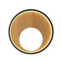 LED Wandlampe rund &Oslash; 30 cm Schwarz Braun 3000 K