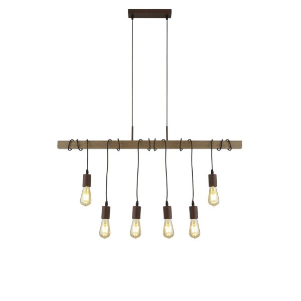 Hängelampe Holz Balken B: 100 cm für 6x E27 Modern
