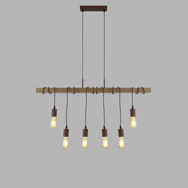 Hängelampe Holz Balken B: 100 cm für 6x E27 Modern