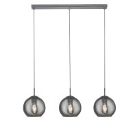 H&auml;ngelampe Grau Chrom B: 81 cm Glas Kugel Schirm 3x E27