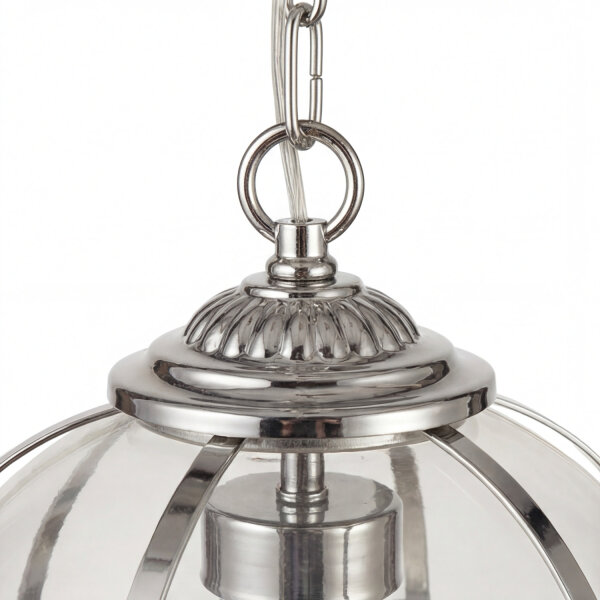 Hängelampe rund Ø 32 cm Jugendstil Kugel Schirm Chrom Klar