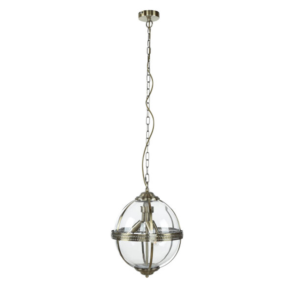 Pendelleuchte Kugel Ø 32 cm 3x E14 in Messing antik Jugendstil