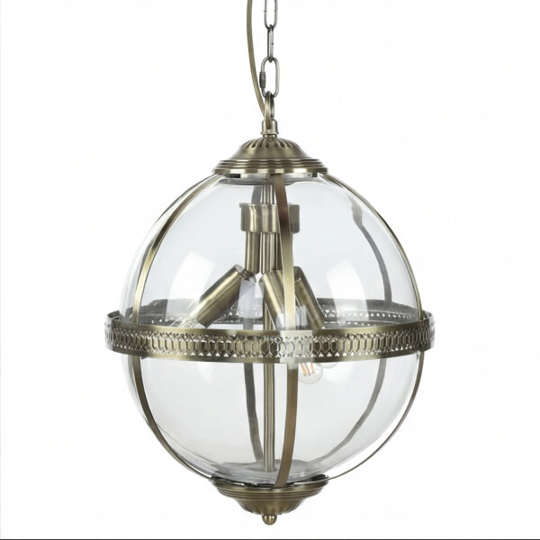 Pendelleuchte Kugel Ø 32 cm 3x E14 in Messing antik Jugendstil