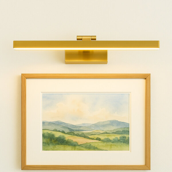 LED Bilderleuchte mit Schalter in Messing 3000 K B: 39 cm