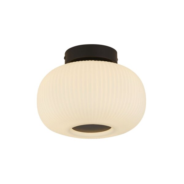 Deckenlampe rund Ø 24 cm Schwarz Weiß Glas Metall E27