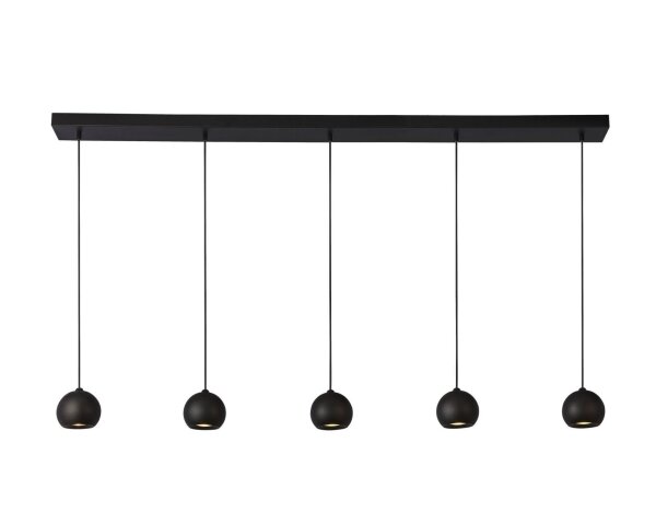 Hängelampe Schwarz 160 cm lang H: max. 2 m 5-flammig GU10