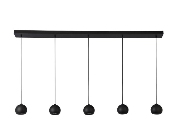 Hängelampe Schwarz 160 cm lang H: max. 2 m 5-flammig GU10