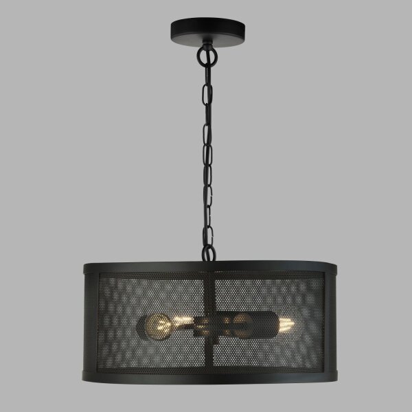 Hängeleuchte Schwarz Ø 45 cm aus Mesh Metall 3x E27 Retro