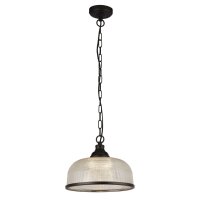 H&auml;ngeleuchte Schwarz Glas Metall &Oslash; 27 cm H: max. 1,2 m