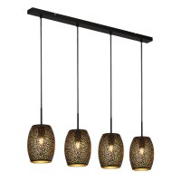 H&auml;ngelampe Metall 4-flammig Schwarz Gold B: 90 cm E27
