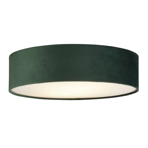 Deckenlampe rund Ø 38 cm H: 10 cm Samt Schirm Grün 2x E27