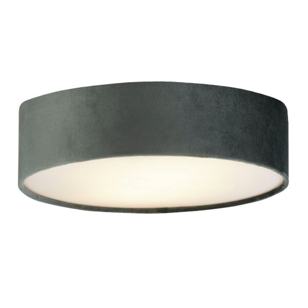Deckenlampe Samt Schirm rund Ø 38 cm klein Grau 2x E27