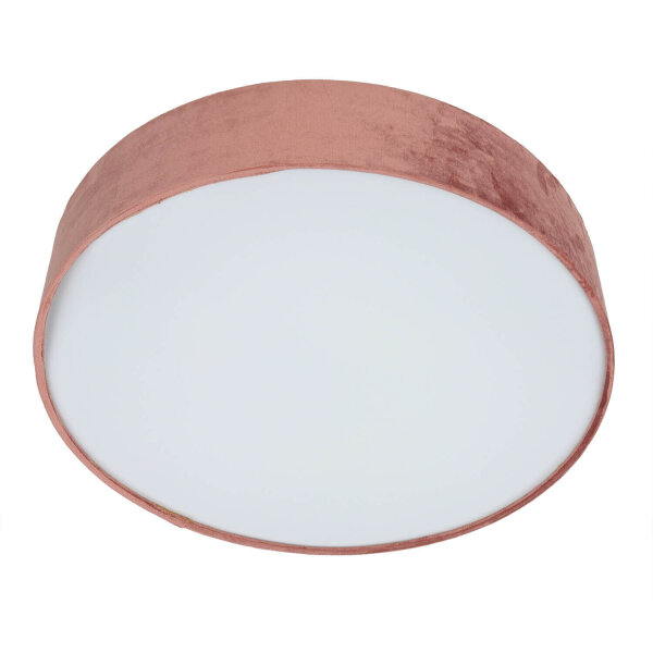 Deckenleuchte rund Ø 50cm H: 10cm Rosa Samt Schirm 3x E27