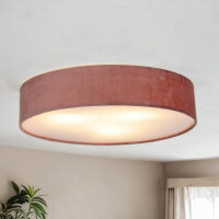 Deckenleuchte rund Ø 50cm H: 10cm Rosa Samt Schirm...
