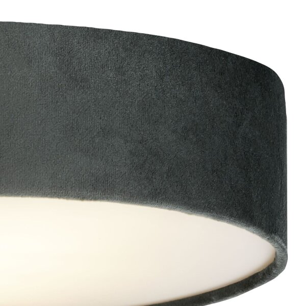 Deckenlampe rund Ø 50 cm H: 10 cm Grau Samt Schirm 3x E27