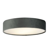 Deckenlampe rund &Oslash; 50 cm H: 10 cm Grau Samt Schirm 3x E27