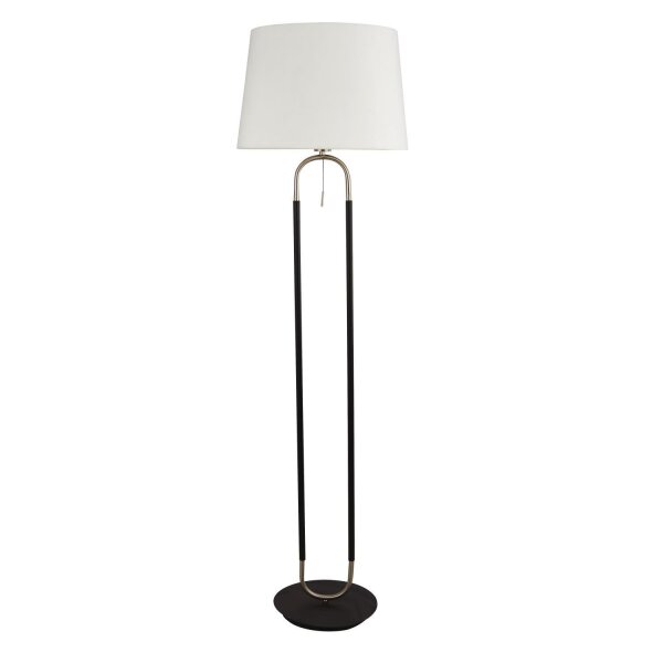 Stehlampe Weiß Silber 161 cm E27 Zugschalter Stoff Metall