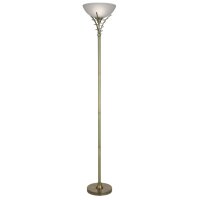 Deckenfluter Glas Metall 179 cm hoch E27 Messing Antik...