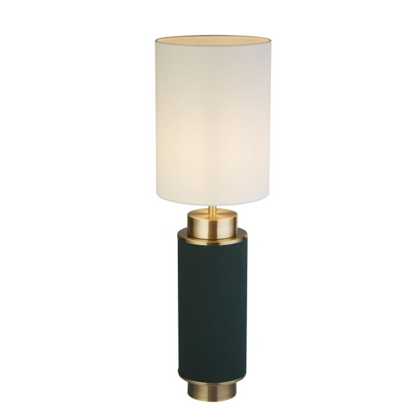 Tischlampe E27 72 cm hoch Stoff Metall Grün Weiß Messing