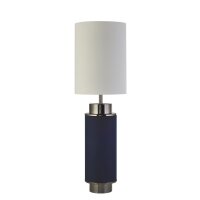 Tischlampe Blau Weiß Nickel 72 cm hoch E27 Stoff...