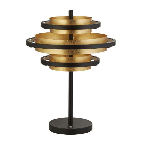 Tischlampe Schwarz Gold H: 43,5 cm Ø 32 cm rund Metall