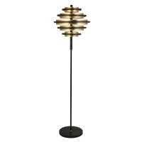 Stehleuchte LED in Schwarz Gold 2700 K warmweiß Metall