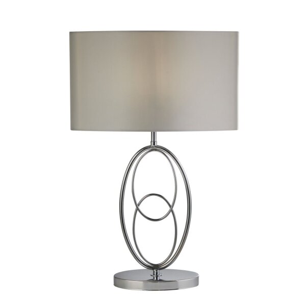 Tischlampe Metall Stoff 53 cm in Chrom Silber E27