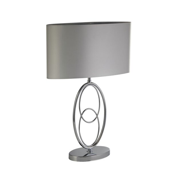 Tischlampe Metall Stoff 53 cm in Chrom Silber E27