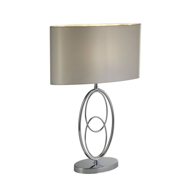 Tischlampe Metall Stoff 53 cm in Chrom Silber E27