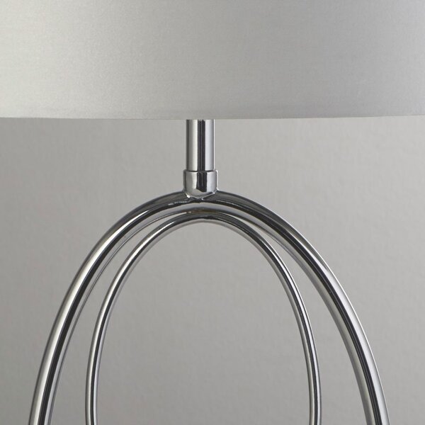 Tischlampe Metall Stoff 53 cm in Chrom Silber E27