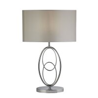 Tischlampe Metall Stoff 53 cm in Chrom Silber E27