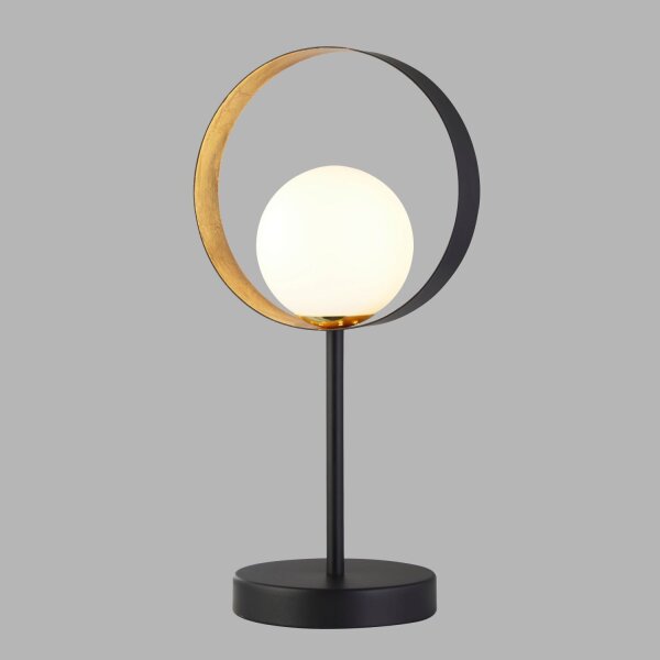 Tischlampe Metall Glas 36 cm hoch G9 Schwarz Weiß Gold