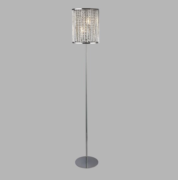 Stehleuchte Kristall Metall H: 152 cm Chrom Klar 2x E14