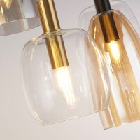 Hängelampe 6-flammig E14 B: 95 cm Glas Metall Vintage