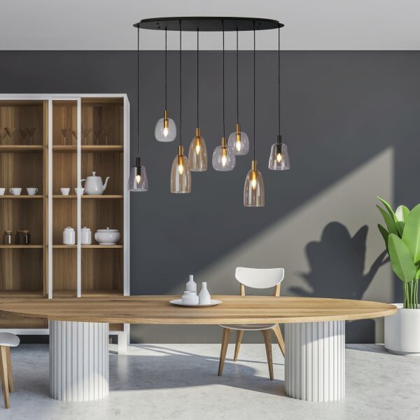 Hängelampe Glas Metall B: 120 cm groß H: max. 1,4 m