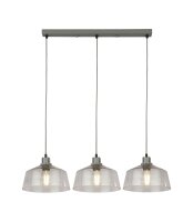 Hängelampe Vintage B: 80 cm Grau Klar 3-flammig E27