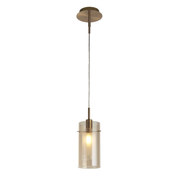 Pendelleuchte Glas E14 D: 13 cm in Messing Champagner