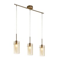 Pendelleuchte 3-flammig in Messing Creme E14 Glas Metall