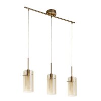 Pendelleuchte 3-flammig in Messing Creme E14 Glas Metall