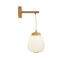 Wandlampe E14 in Messing Wei&szlig; Modern Glas Holz Metall