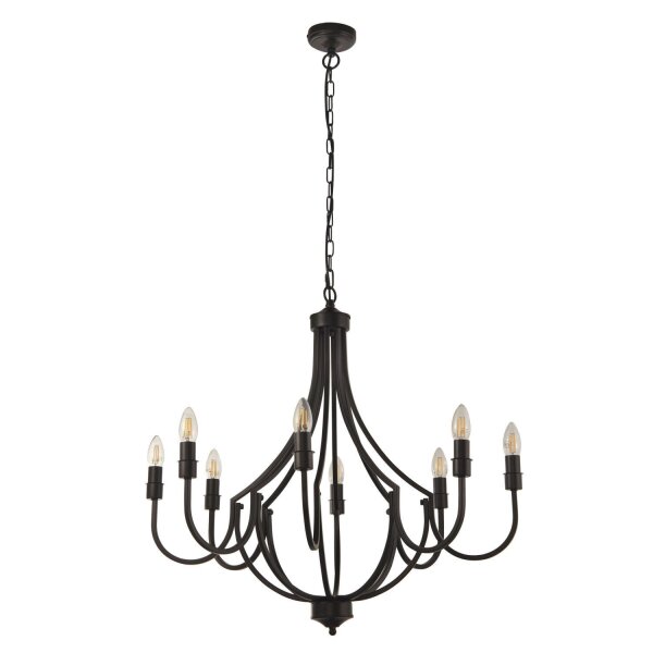 Kronleuchter Metall Ø 75 cm 8-flammig E14 Schwarz Rustikal