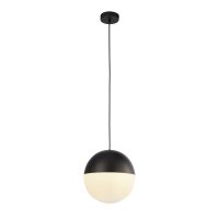 H&auml;ngeleuchte Schwarz Wei&szlig; E27 &Oslash; 25 cm rund Glas Metall