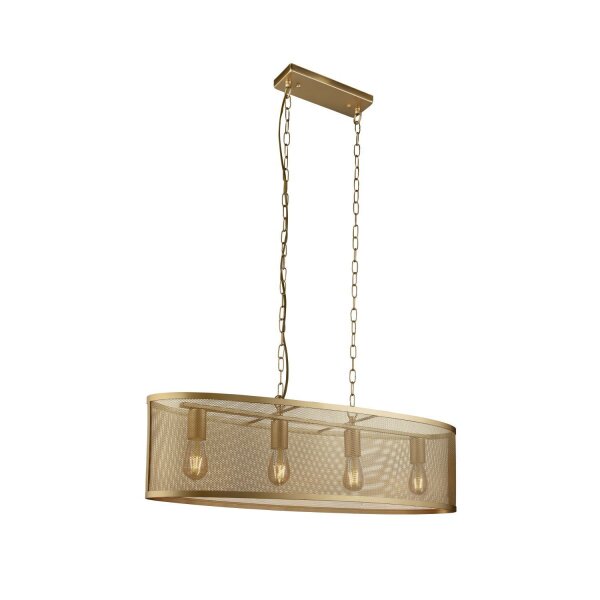 Hängeleuchte Metall Mesh B: 91 cm 4x E27 in Gold