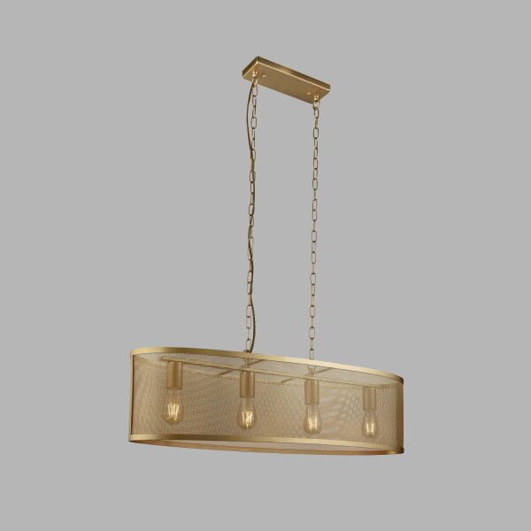Hängeleuchte Metall Mesh B: 91 cm 4x E27 in Gold