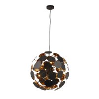 H&auml;ngeleuchte rund &Oslash; 54 cm Metall Schwarz Gold...